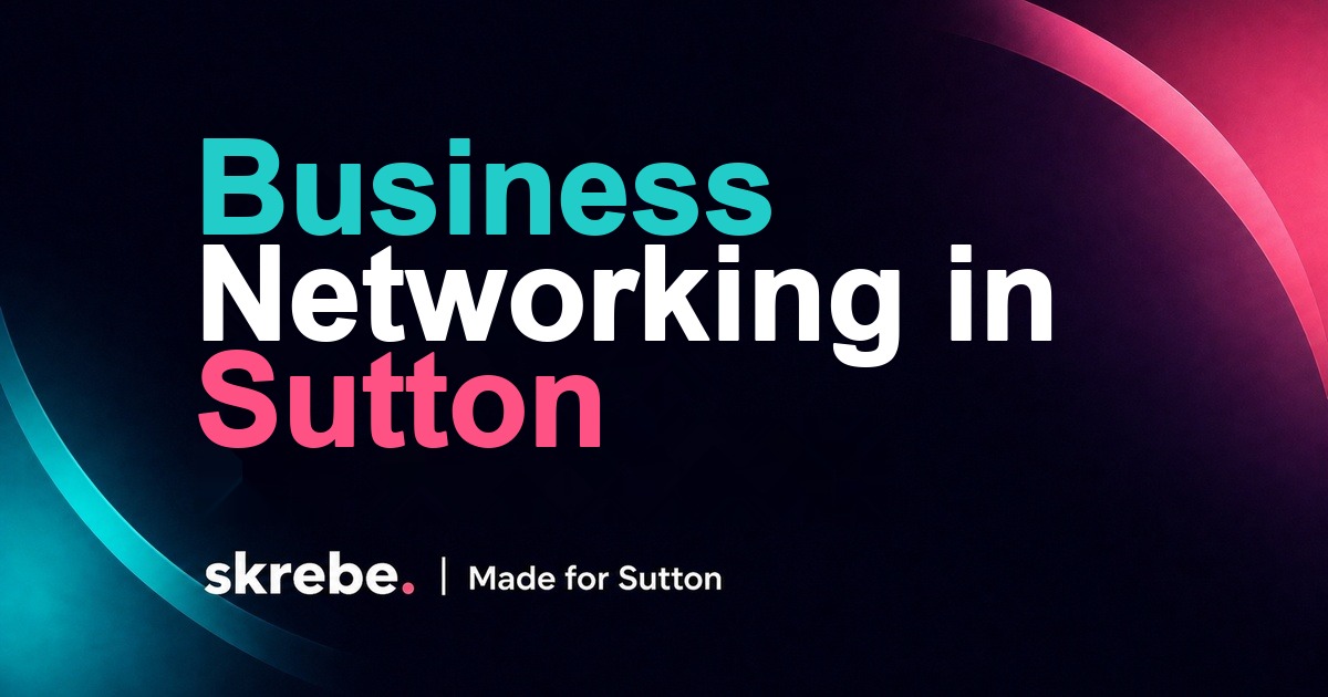 Branded skrebe cover with connected dots representing Sutton business networking