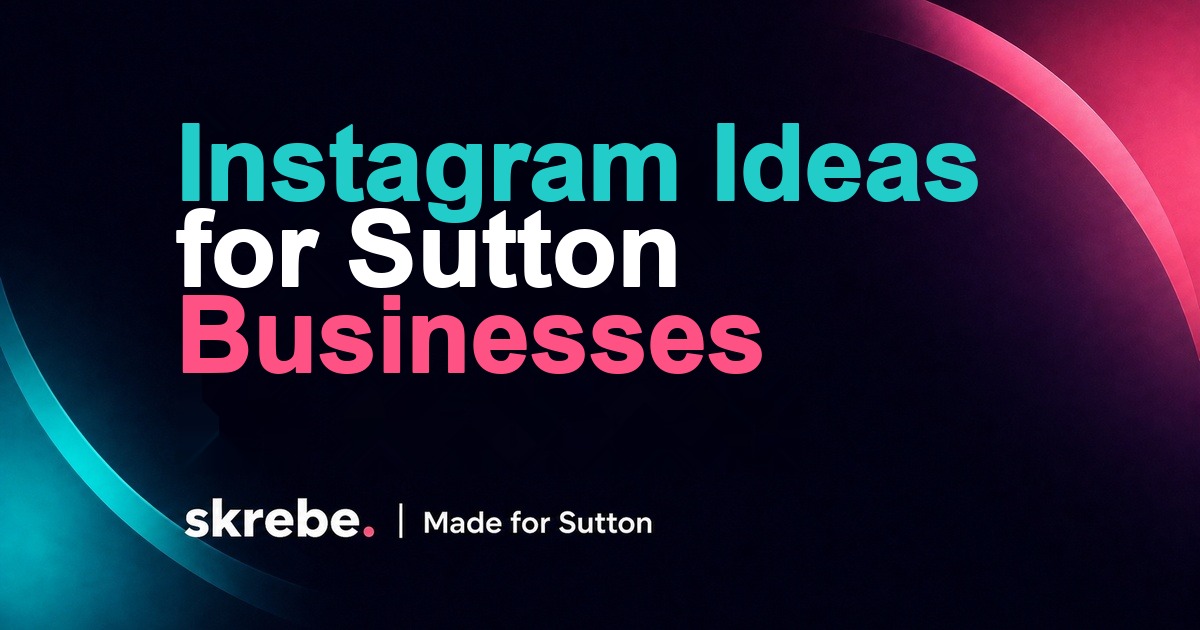 Branded skrebe cover showing Instagram-style local posts for Sutton businesses
